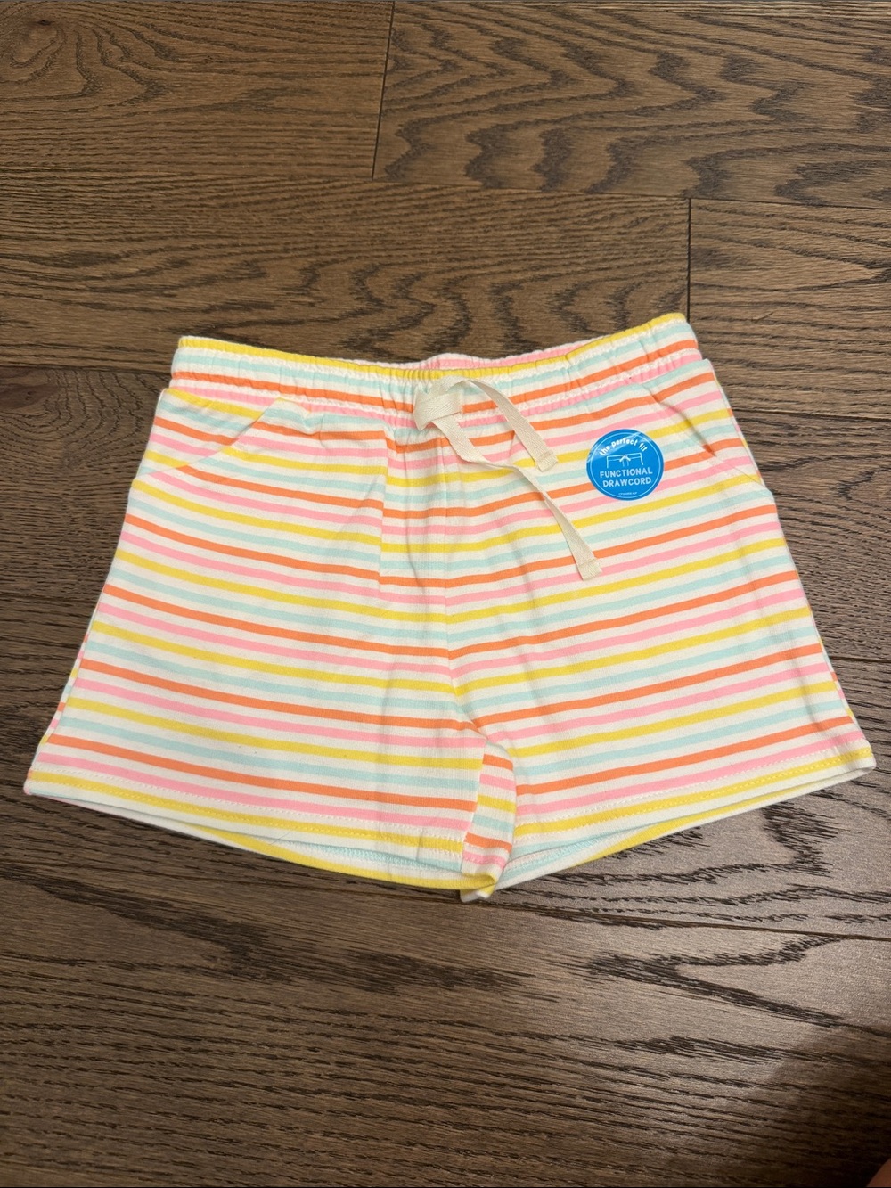 NWT Girls' Striped Drawstring Shorts - Pastel Multi